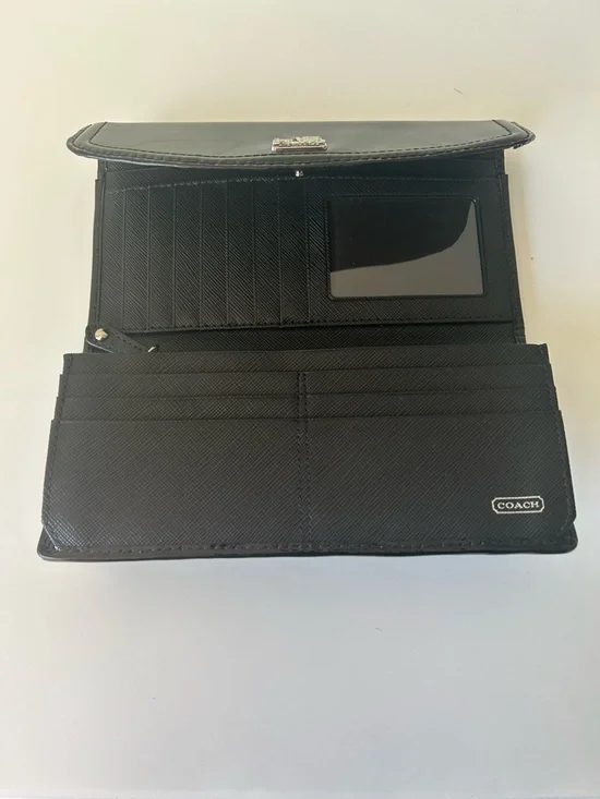 Coach Black Signature Continental Clutch Wallet - Picture 2 of 3